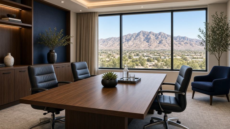 Berkshire Hathaway Southern Highlands office consultation setting for Skye Summit REALTOR Dr. Jan Duffy Las Vegas