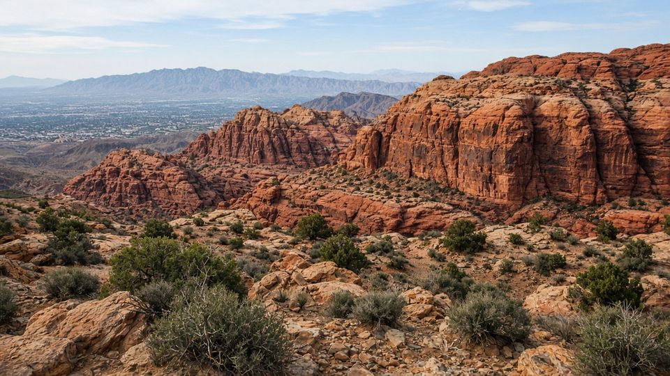 Red Rock Canyon sandstone cliffs near Skye Summit Master Plan northwest Las Vegas